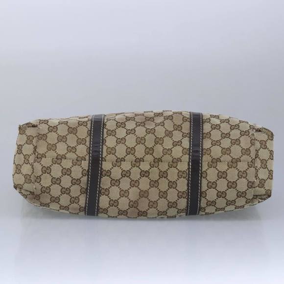 GUCCI GG Canvas Hand Bag Web Sherry Line Beige Gold 211935 Auth 99143 - Picture 5 of 16